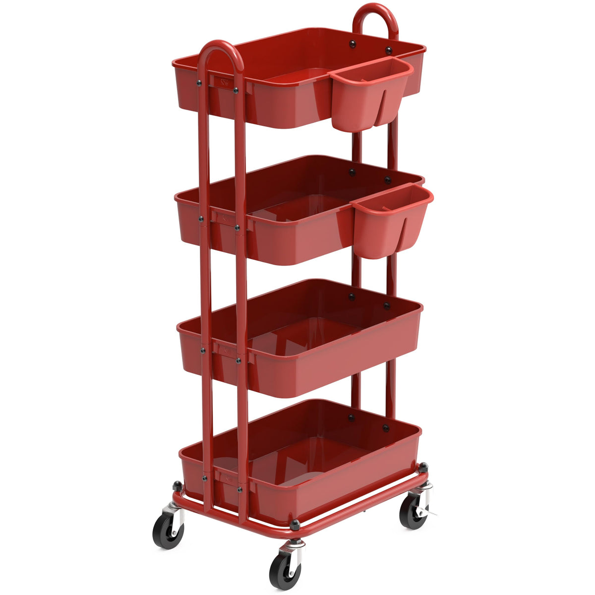 Simple Houseware 4-Tier Rolling Utility Cart with Hanging Bucket, Turquoise
