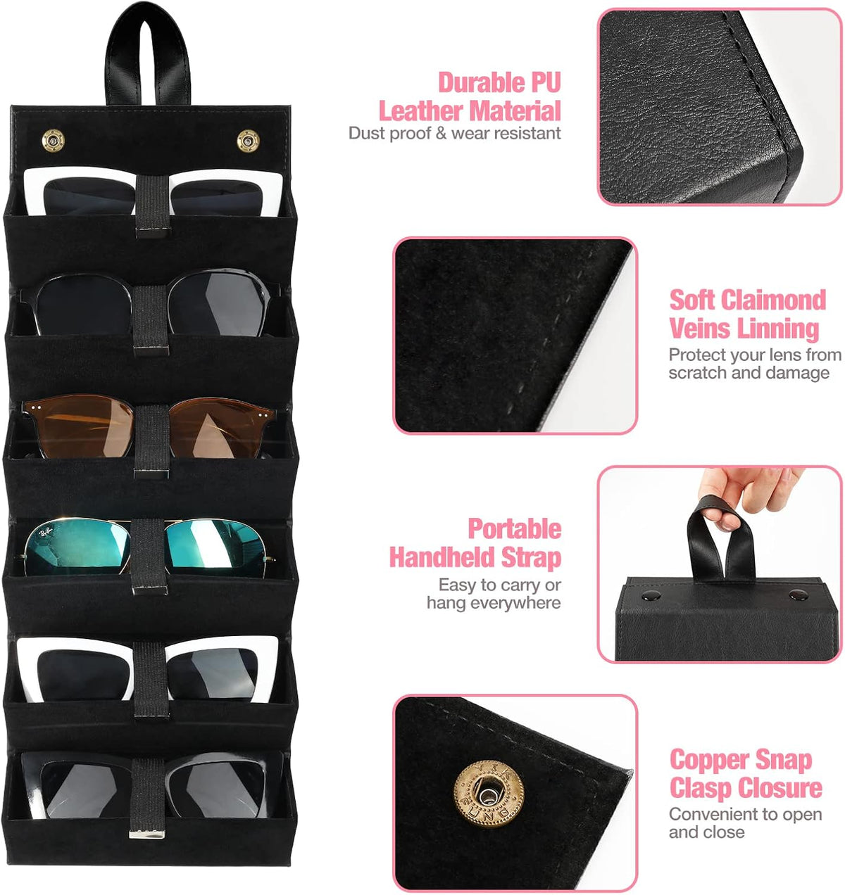 MoKo Sunglasses Organizer, Travel Glasses Case Storage Portable Sunglasses Storage Case for Women Men