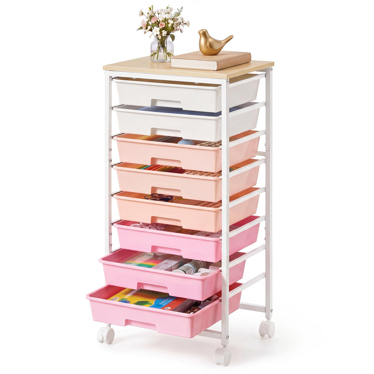 VASAGLE Rolling Cart with Drawers, Craft Organizers and Storage, Multicolor