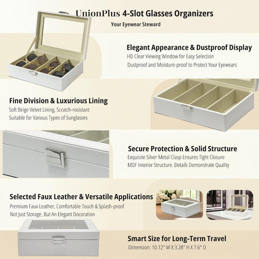 UnionPlus Vegan Leather Multi-Slots Sunglasses Eyeglasses Organizer