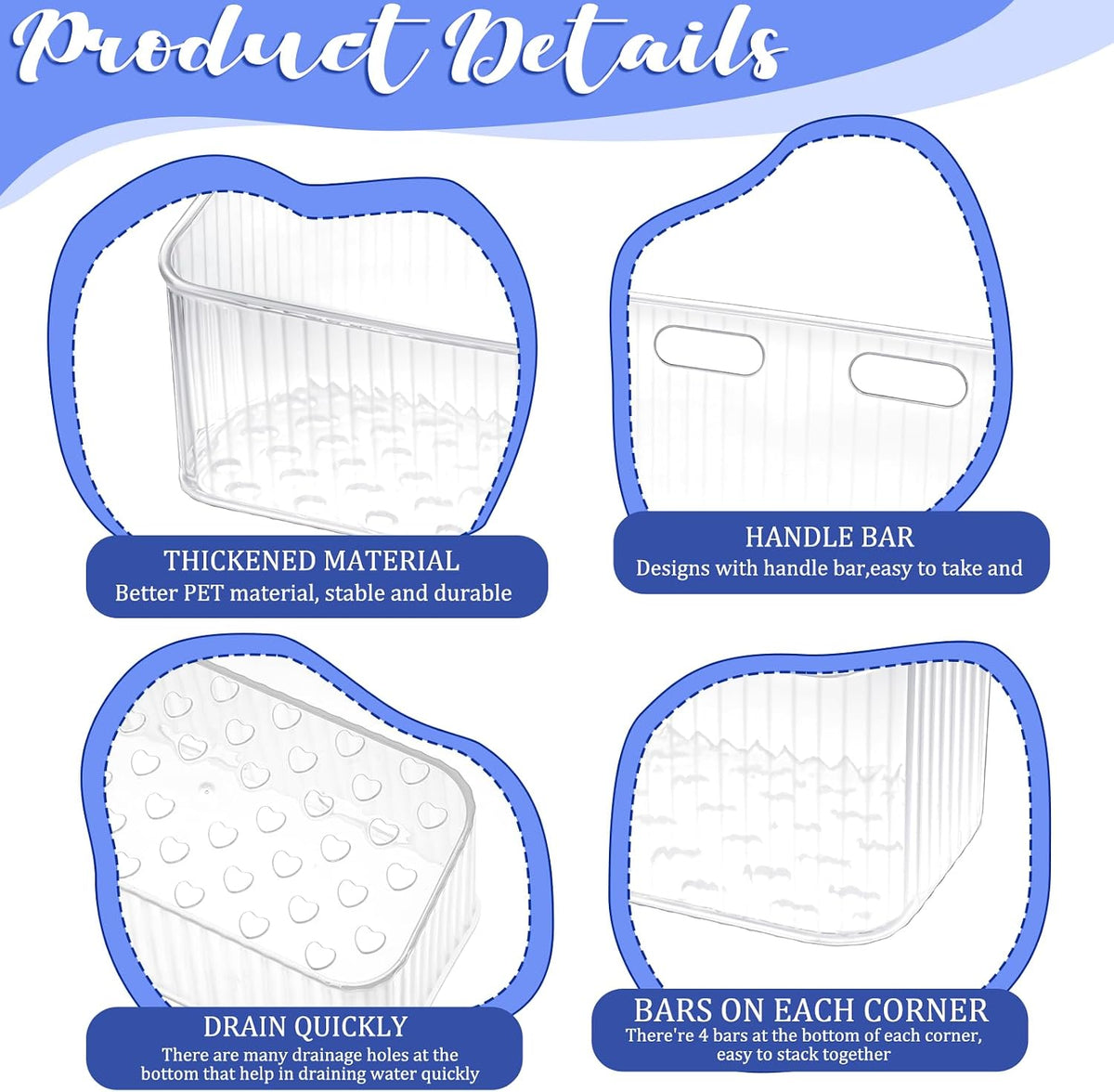 Clear Wall Basket, Wall Mounted Storage Bins, 8 Pcs