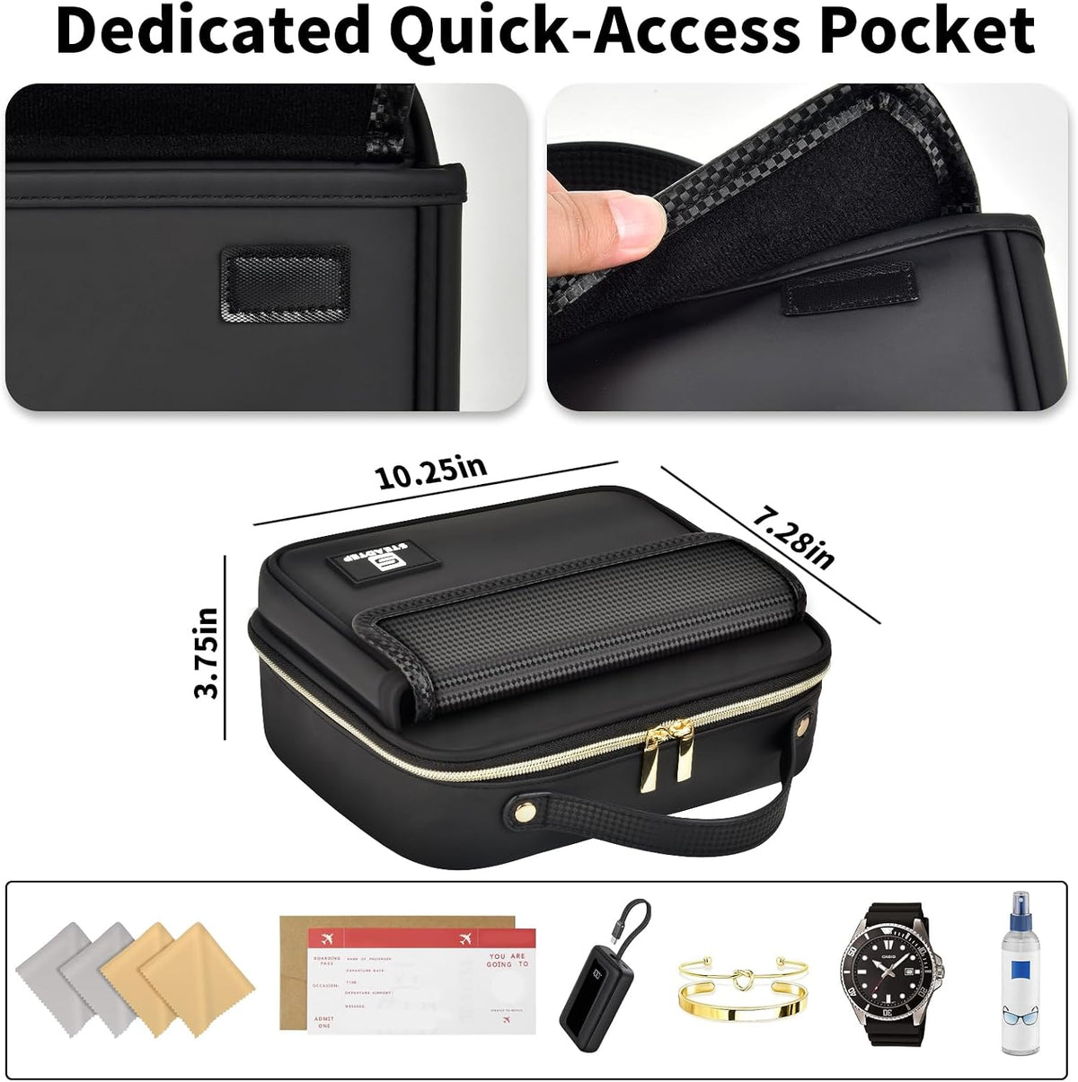 Travel Sunglasses Organizer Case with Adjustable Dividers for 6 Pairs-Portable Eyeglasses Storage Box for Men & Women