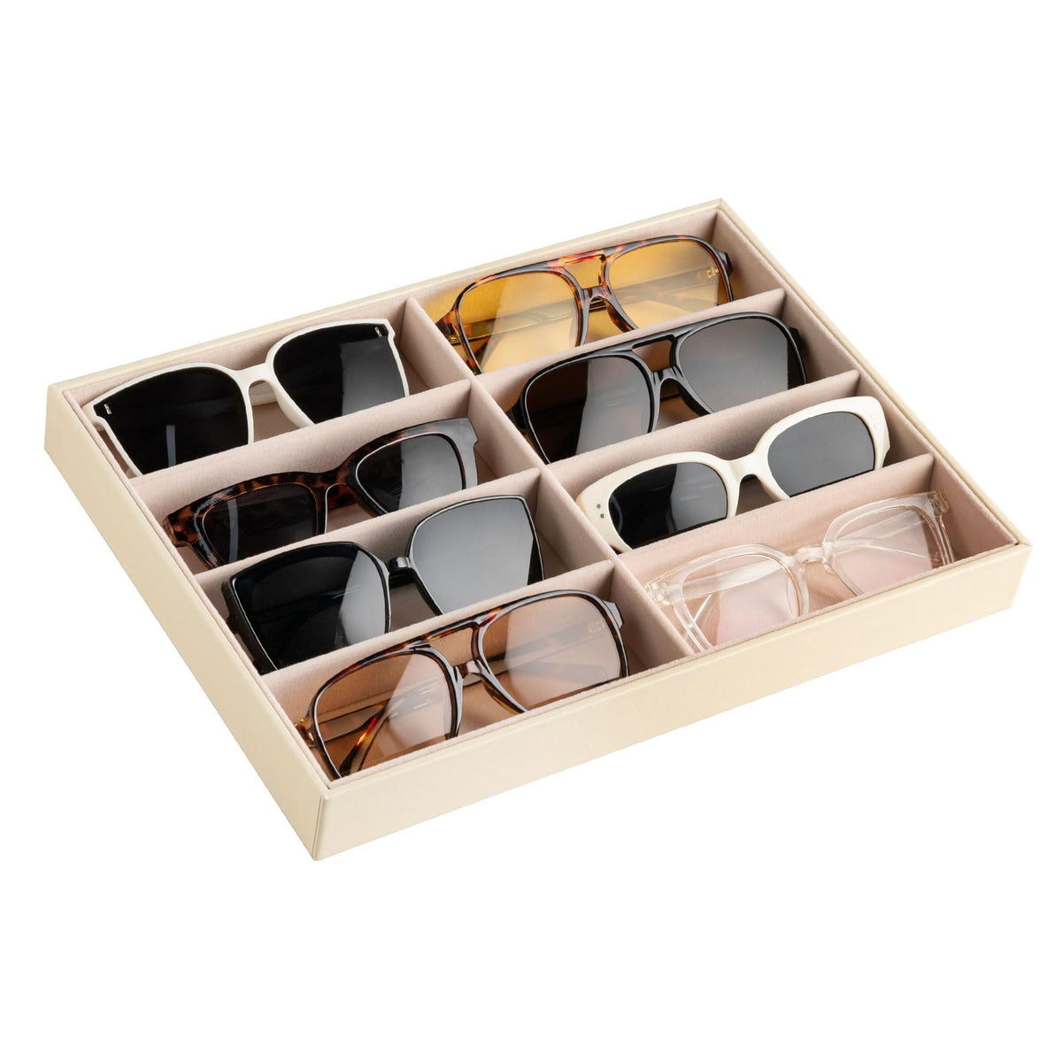 Frebeauty 8-Slot Sunglass Organizer,Sunglass Holder with Clear Lid