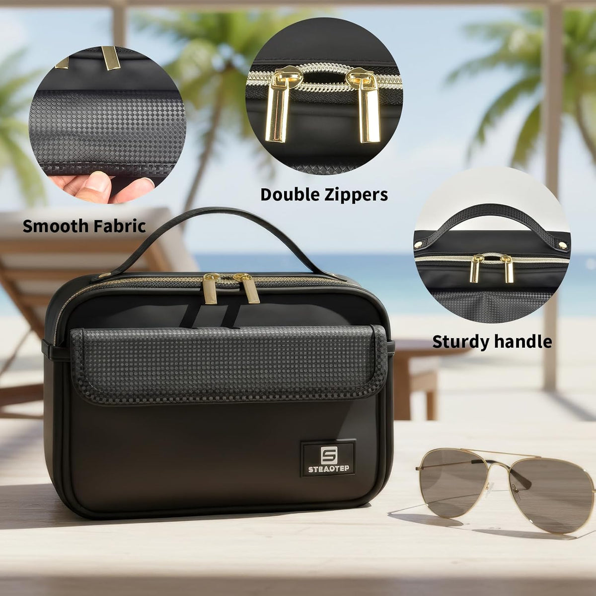 Travel Sunglasses Organizer Case with Adjustable Dividers for 6 Pairs-Portable Eyeglasses Storage Box for Men & Women