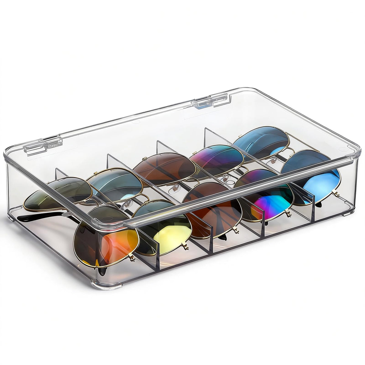Ewen Clear Acrylic Stackable Sunglasses Case, Eyeglass Display Watches Sunglasses Makeup Organizer