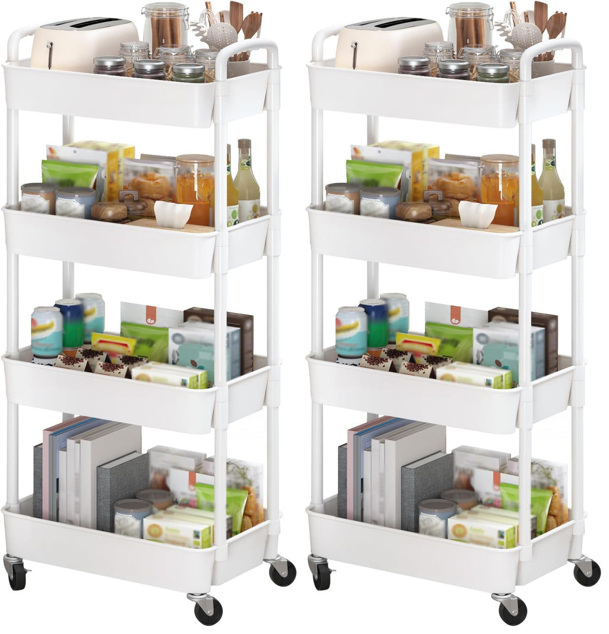 Sywhitta 6-Tier Plastic Rolling Utility Cart with Wheels for Storage,Black