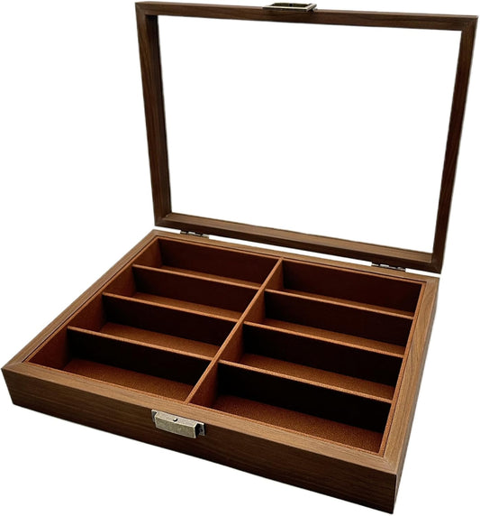 Antique Glasses Storage Box, Sunglasses Storage Case, Collection Case, Accessories Storage, Wooden, Holds 8-Slot
