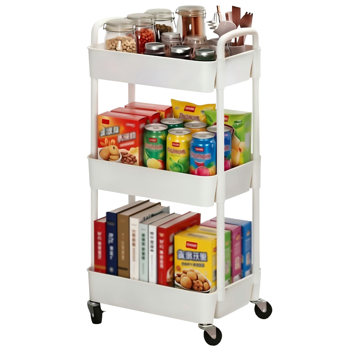Sywhitta 6-Tier Plastic Rolling Utility Cart with Wheels for Storage,Black