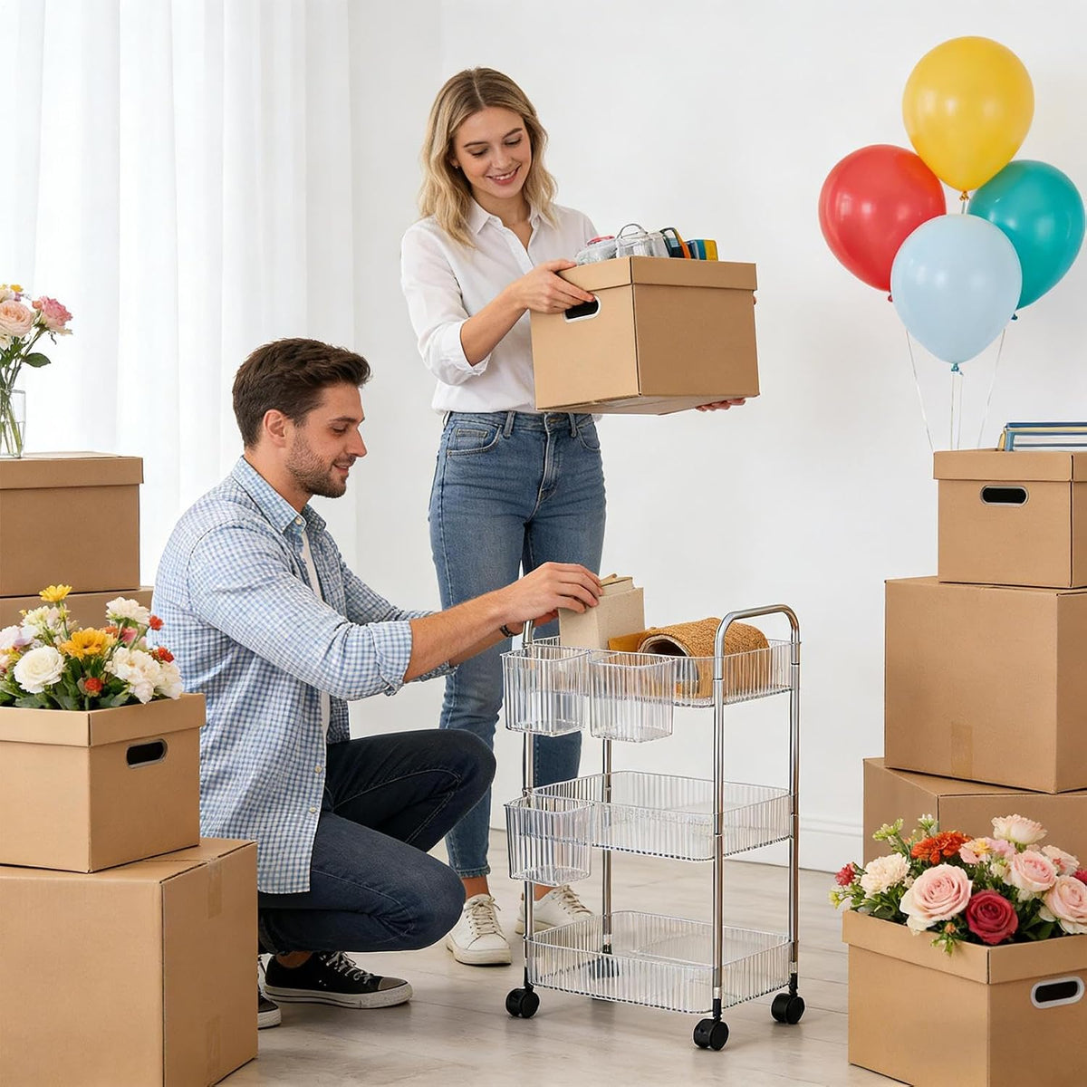 Carts with Wheels Multi-Layer Trolley Storage