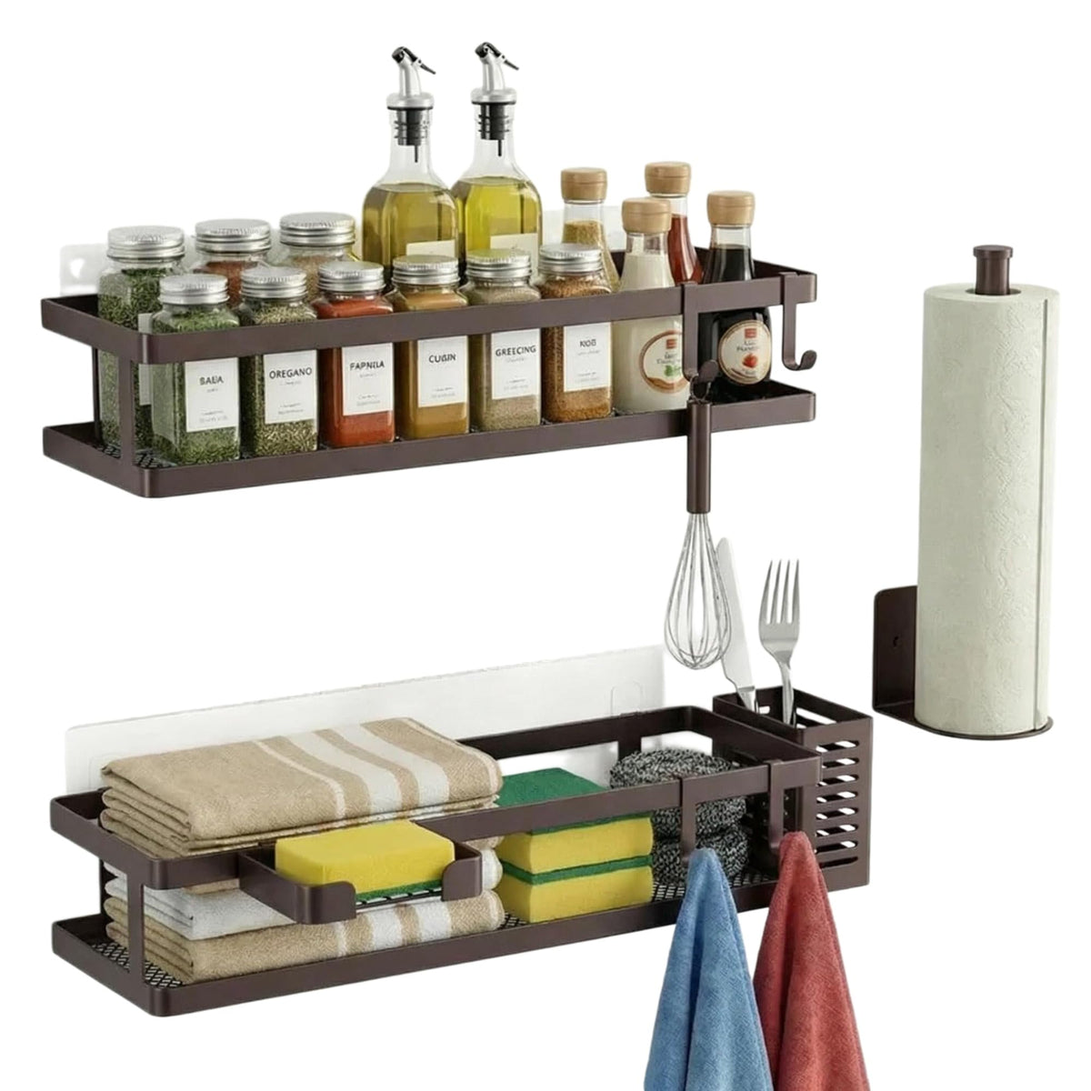 PUSDON 16.5-Inch Extra Long Slim Mesh Shower Caddy, Wall Mounted Bathroom Organizer with Adhesive, Heavy Duty Rustproof Shelf for Narrow Kitchen Pantry & RV, Holds 50 LBS 2-Pack - White Netting