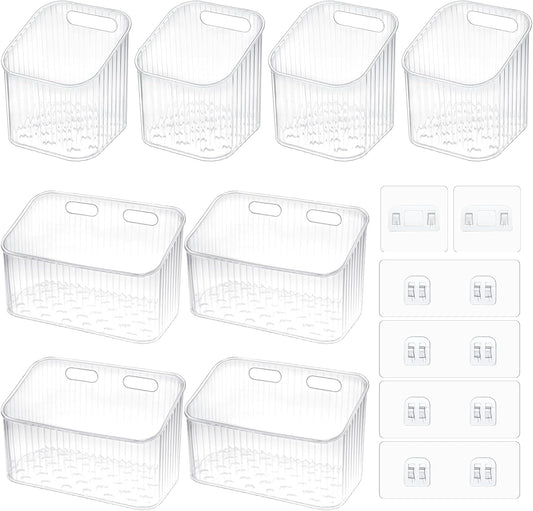 Clear Wall Basket, Wall Mounted Storage Bins, 8 Pcs