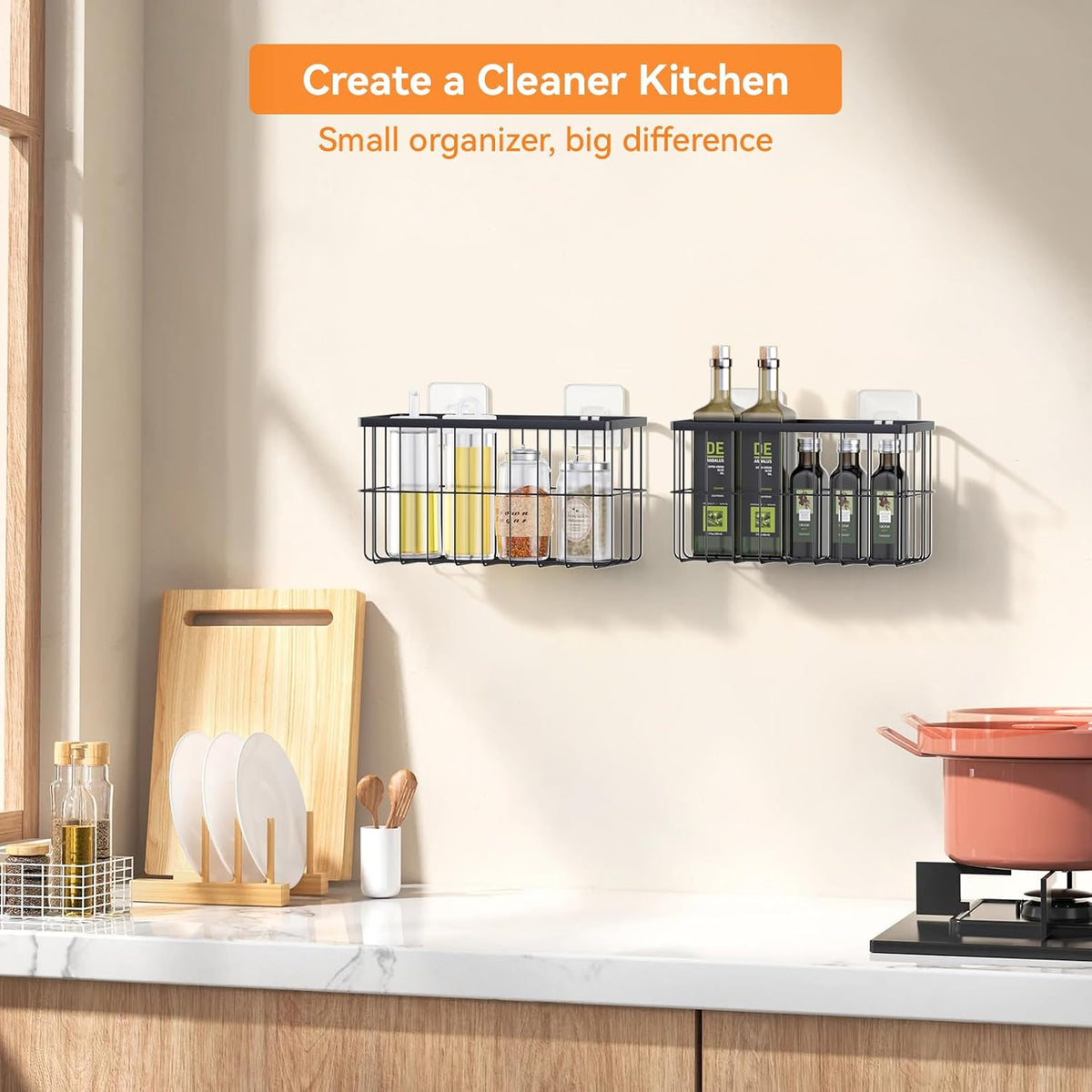 FAMNONE 2-Pack Adhesive Cabinet Door Organizer, 5.9" Inside Cabinet Storage