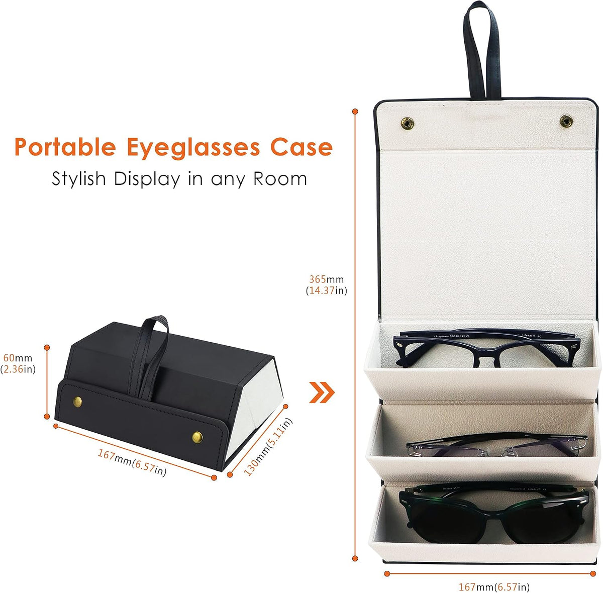 LifeArt Eyeglass Case Hard Shell, Portable Sunglass Case, Fashionable PU Leather Eyeglass Case, Lightweight