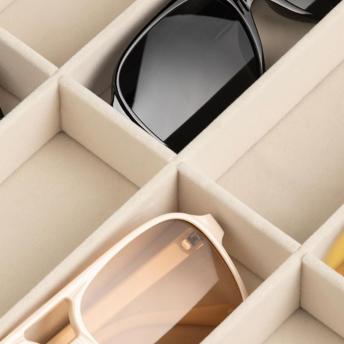 Frebeauty 8-Slot Sunglass Organizer,Velvet Sunglass Holder for Drawer