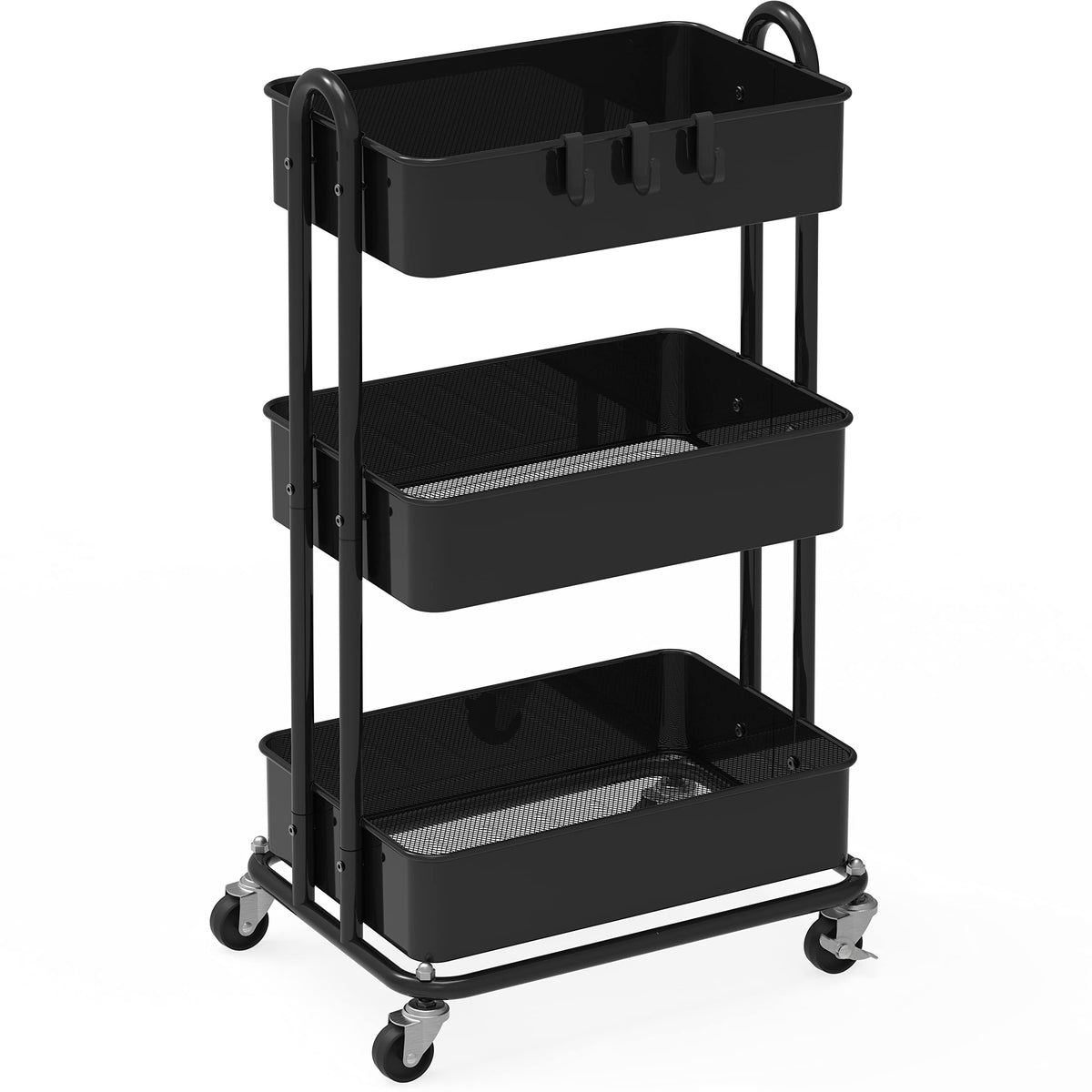 Simple Houseware 3-Tier Heavy Duty Metal Utility Rolling Cart, White