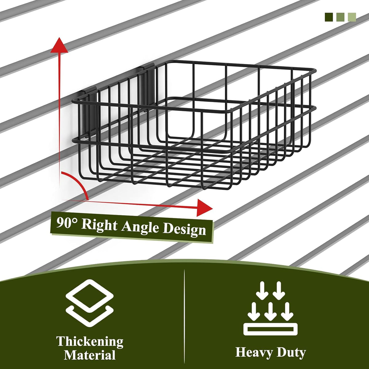 4 Pack Slatwall Baskets Set, Heavy Duty Slatwall Baskets, Metal Slat Wall Shelves Accessories, 2 PCs 13 x 8 x 4 Inch, 2 PCs 12.4 x 6.5 x 4 Inch, Black