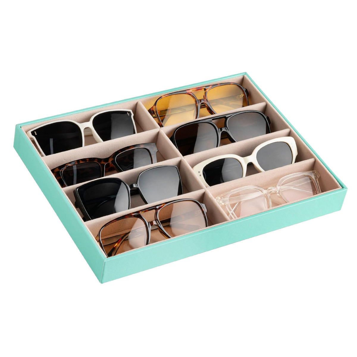 Frebeauty 8-Slot Sunglass Organizer,Sunglass Holder with Clear Lid