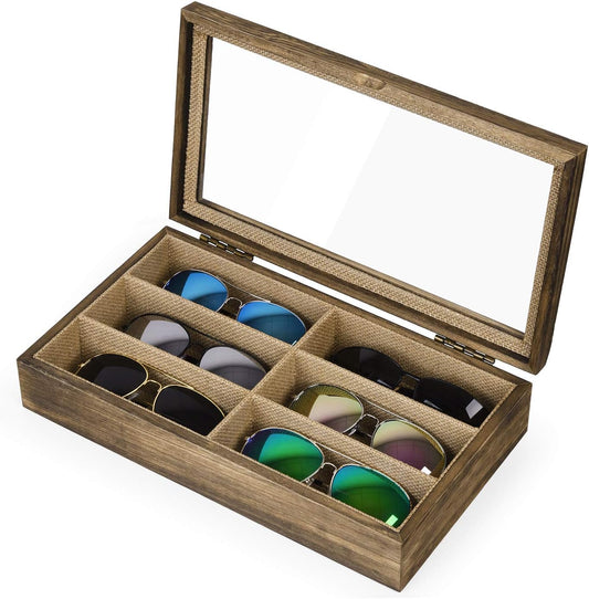 SRIWATANA Sunglasses Organizer, 6 Slots Eyeglass Holder, Carbonized Black
