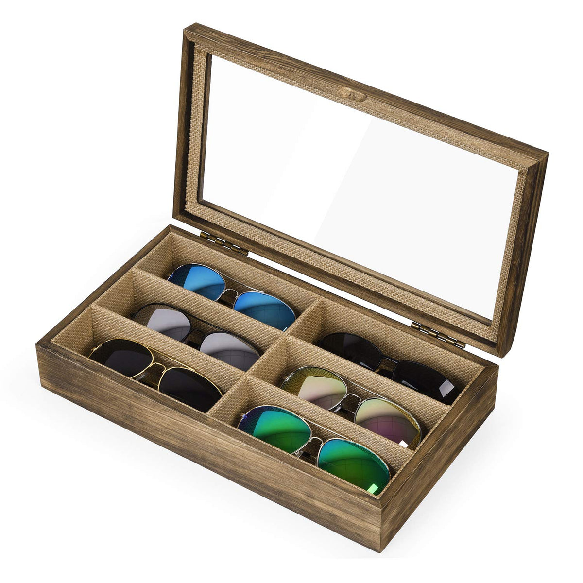 SRIWATANA Sunglasses Organizer, 6 Slots Eyeglass Holder, Carbonized Black