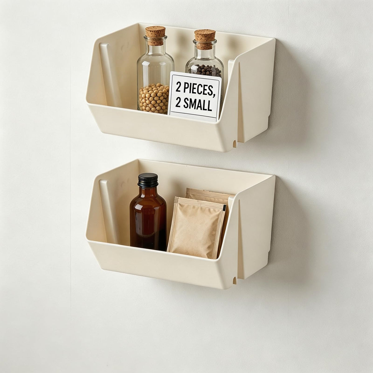 Lae Nuvole Wall Mounted Storage Organizer Bins, Adhesive Baskets 4 Pack