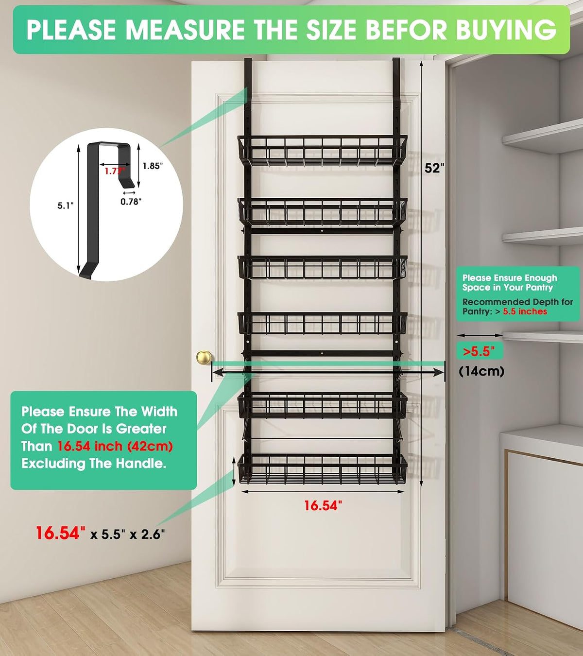 Mefirt Over The Door Pantry Organizer, Pantry Storage and Organization