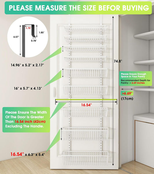 Mefirt White 9-Tier Over The Door Pantry Organizer, Pantry Organization