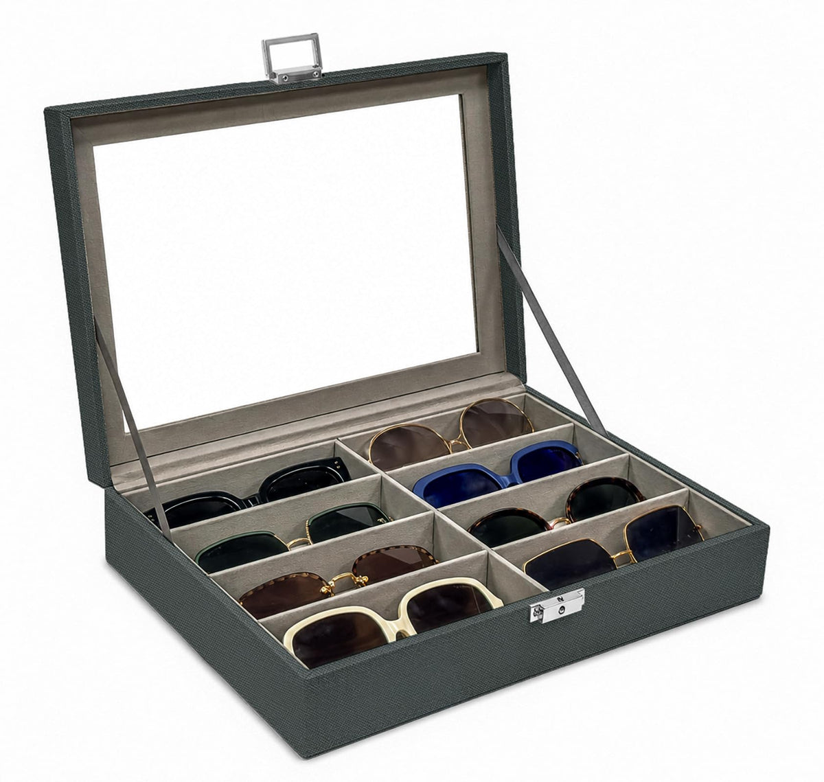 UnionPlus Vegan Leather Multi-Slots Sunglasses Eyeglasses Organizer