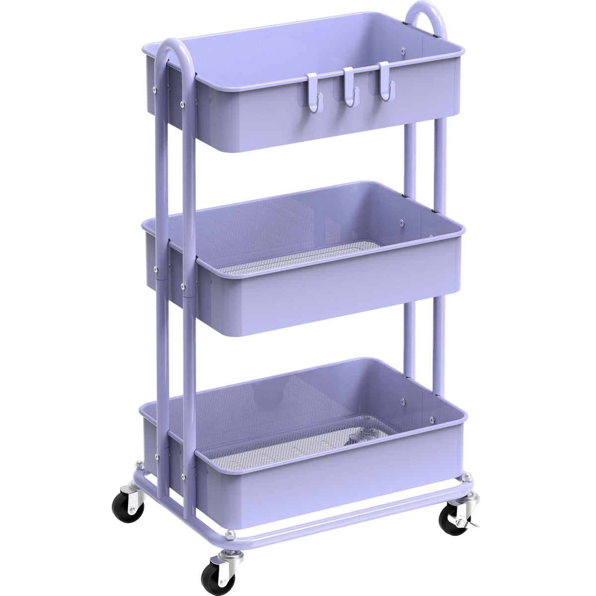 Simple Houseware 3-Tier Heavy Duty Metal Utility Rolling Cart, White