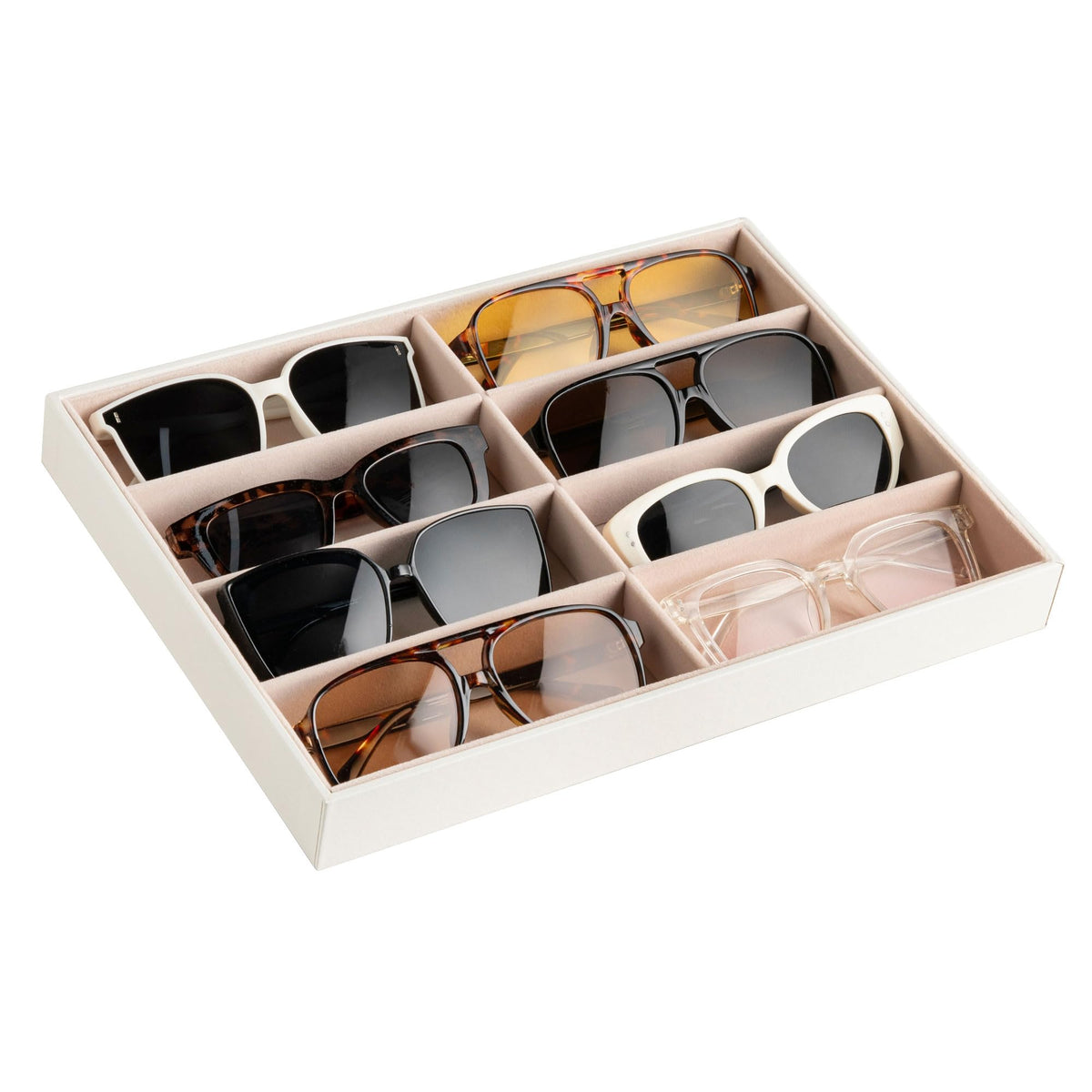 Frebeauty 8-Slot Sunglass Organizer,Sunglass Holder with Clear Lid