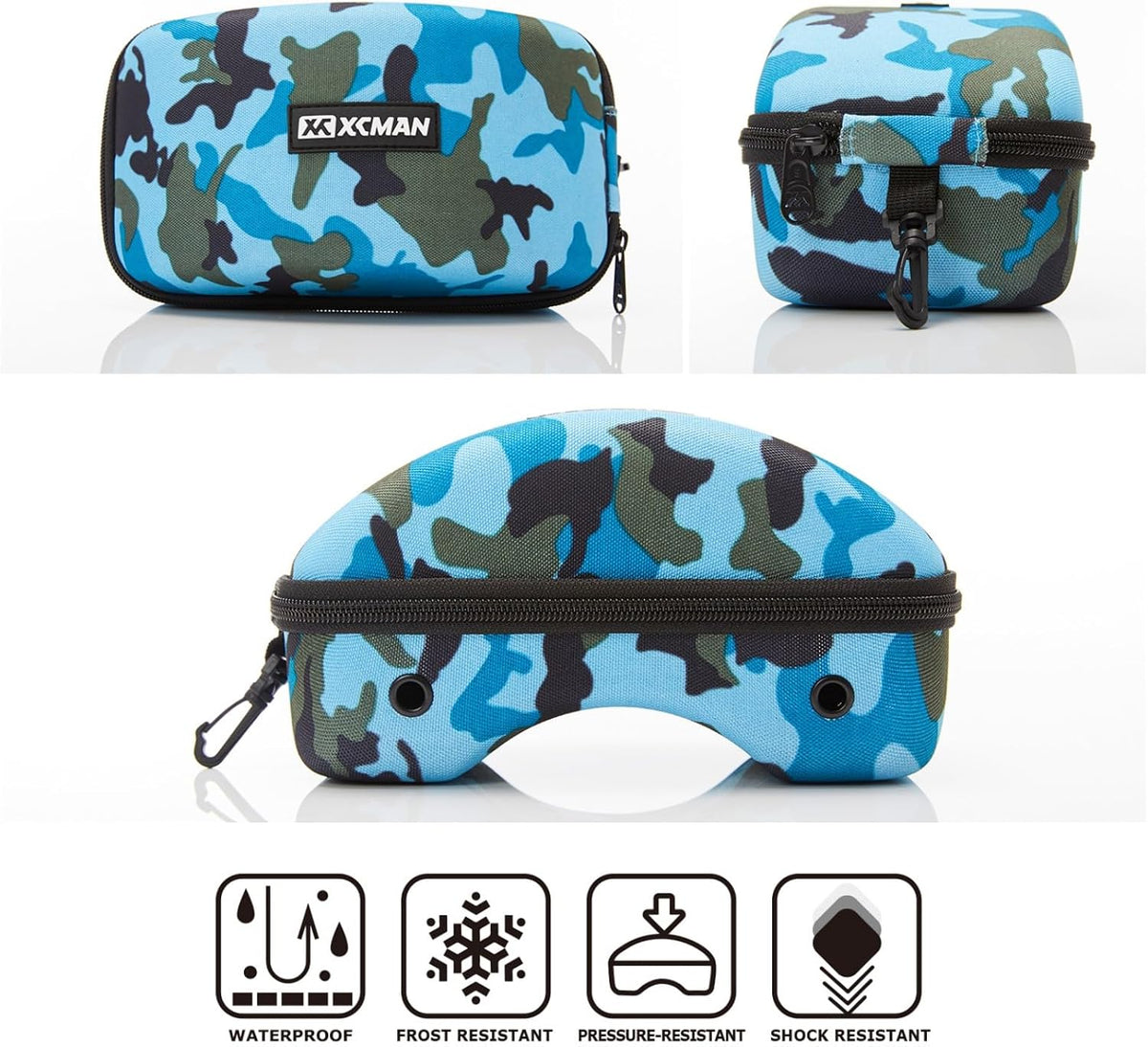 XCMAN Rigid EVA Ski Goggle Case Fit All Shapes and Size Ski Goggles