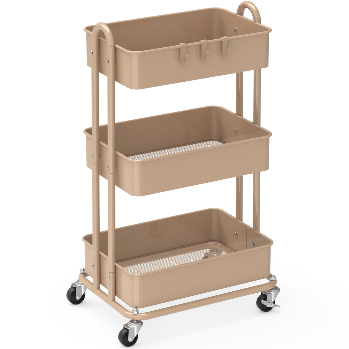 Simple Houseware 3-Tier Heavy Duty Metal Utility Rolling Cart, White
