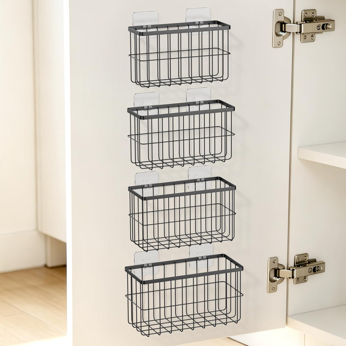 FAMNONE 2-Pack Adhesive Cabinet Door Organizer, 5.9" Inside Cabinet Storage