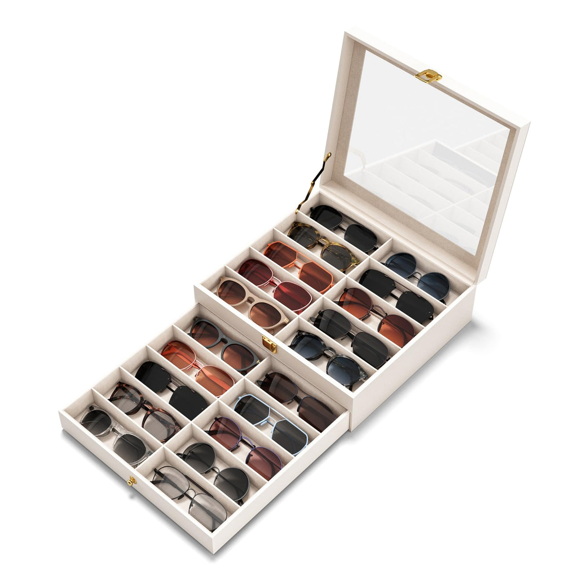 NEWLOOP 20 Slots Sunglass Organizer for Women Men Sunglasses Storage Box for Multiple Pairs of Eyeglass Holder Display Case
