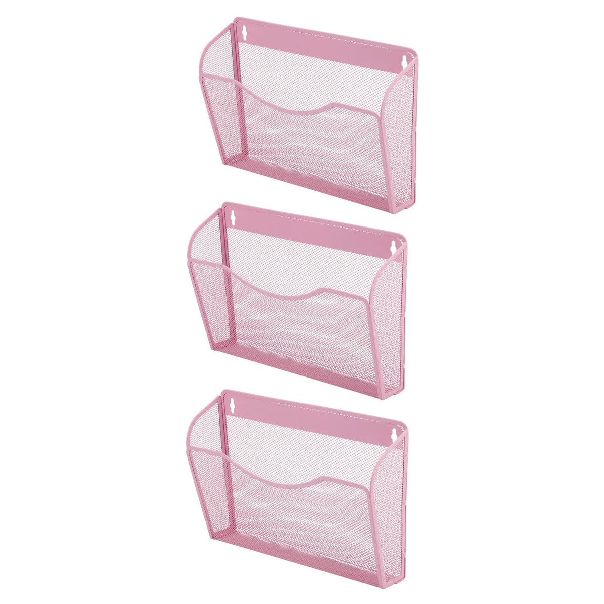 EASEPRES 3 Single Pocket Mesh Hanging File Organizer, Vertical Wall Mounted Magazine File Holder, Mount Basket Mail Paper Document Folder Organizing for Office, Home and School, Black