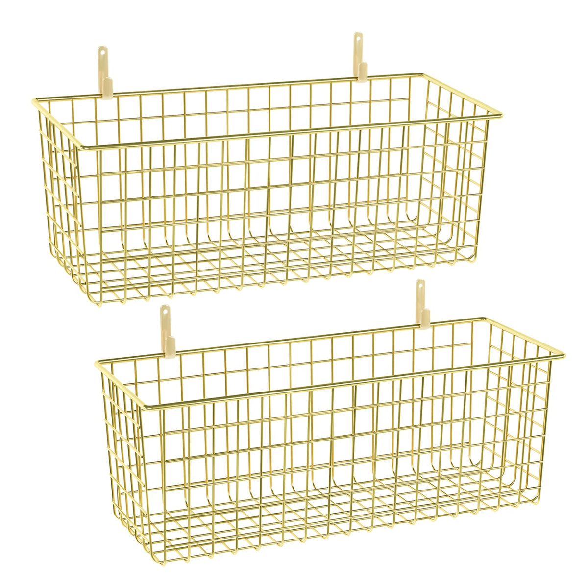 Kinlink 2 Sets Black Extra Large Hanging Wall Basket with Steel Hooks