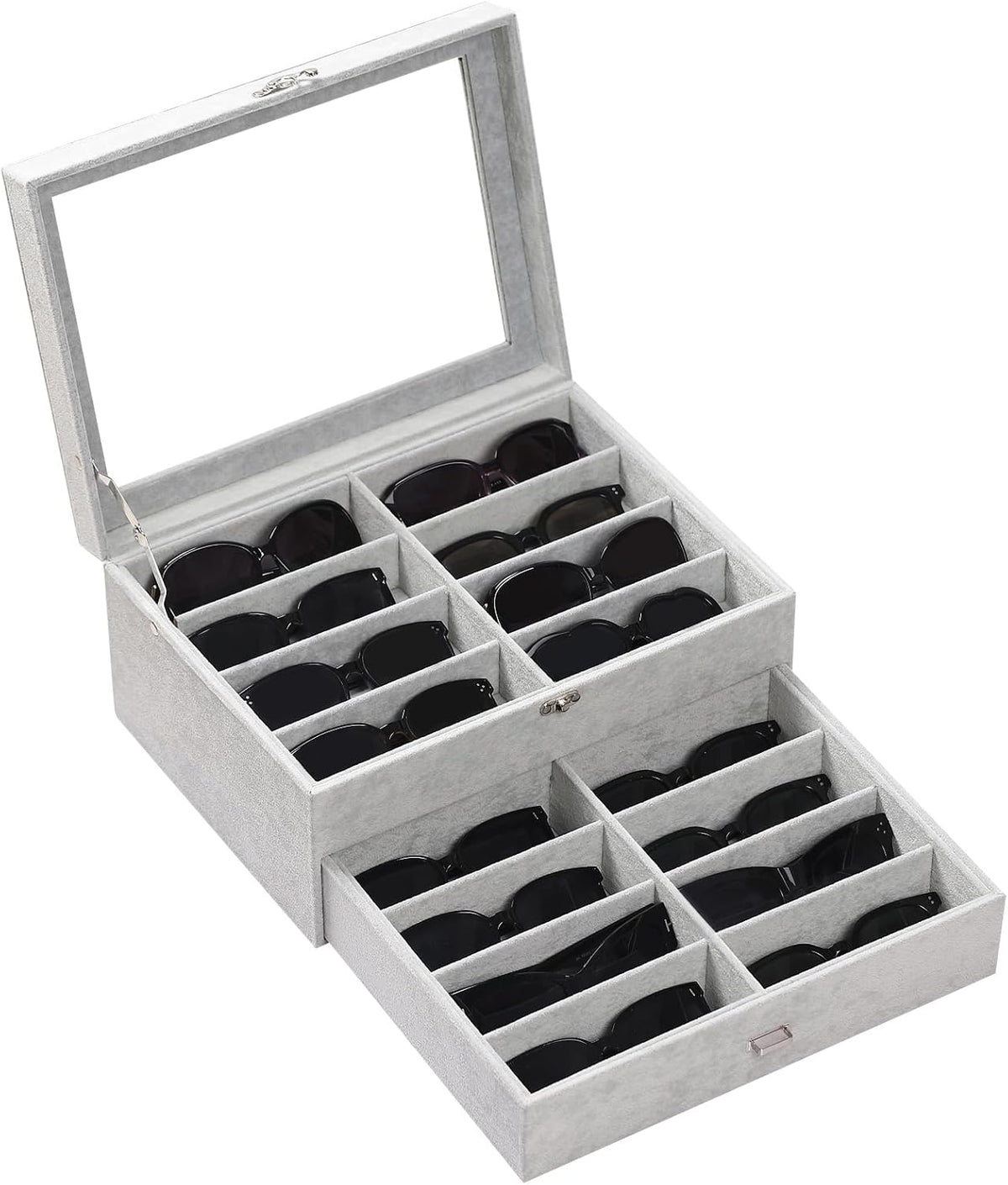 AUTOARK 16-Slot Sunglass & Eyeglasses Organizer Box,Grey,MKAW233