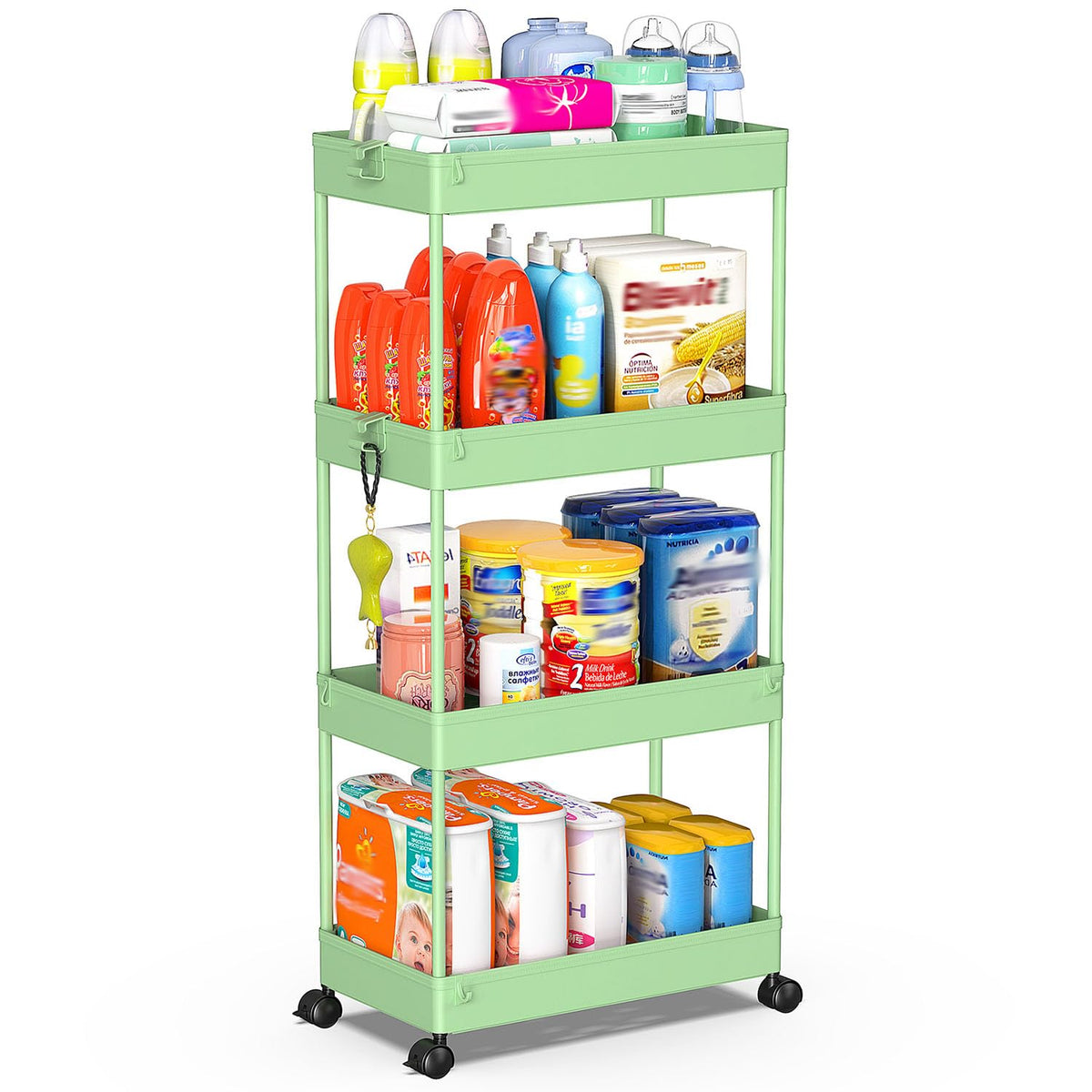 SPACEKEEPER 3 Tier Acrylic Storage Rolling Cart Clear Bathroom Cart Organizer, Transparency Laundry Room Organization Mobile Shelving Unit Multifunction Rolling Utility Cart for Office Living Room