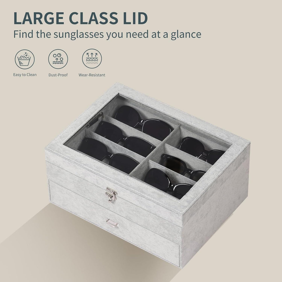 AUTOARK 16-Slot Sunglass & Eyeglasses Organizer Box,Grey,MKAW233