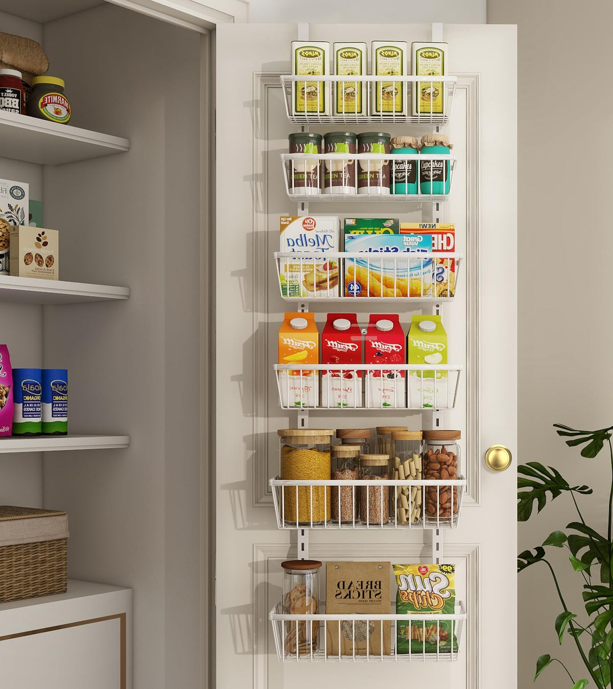 Mefirt White 9-Tier Over The Door Pantry Organizer, Pantry Organization