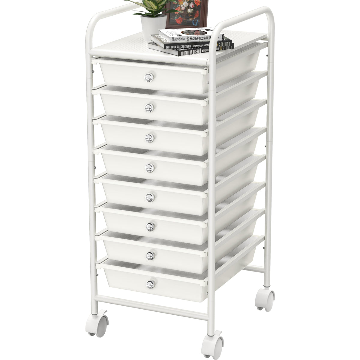 Simple Houseware 3 Drawers Rolling Utility Cart Art Craft Organizer, Chrome