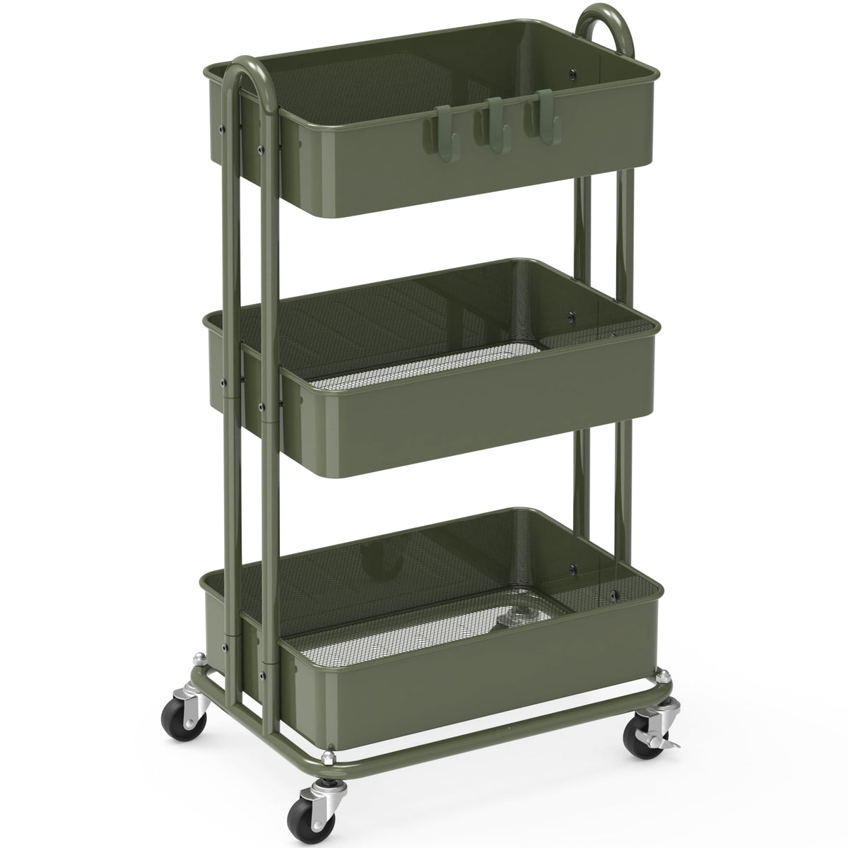 Simple Houseware 3-Tier Heavy Duty Metal Utility Rolling Cart, White