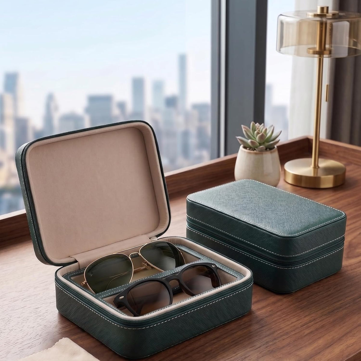 ROSELLE Eyewear Travel Case for women men, 2/3-Slot Eyeglasses Storage Box