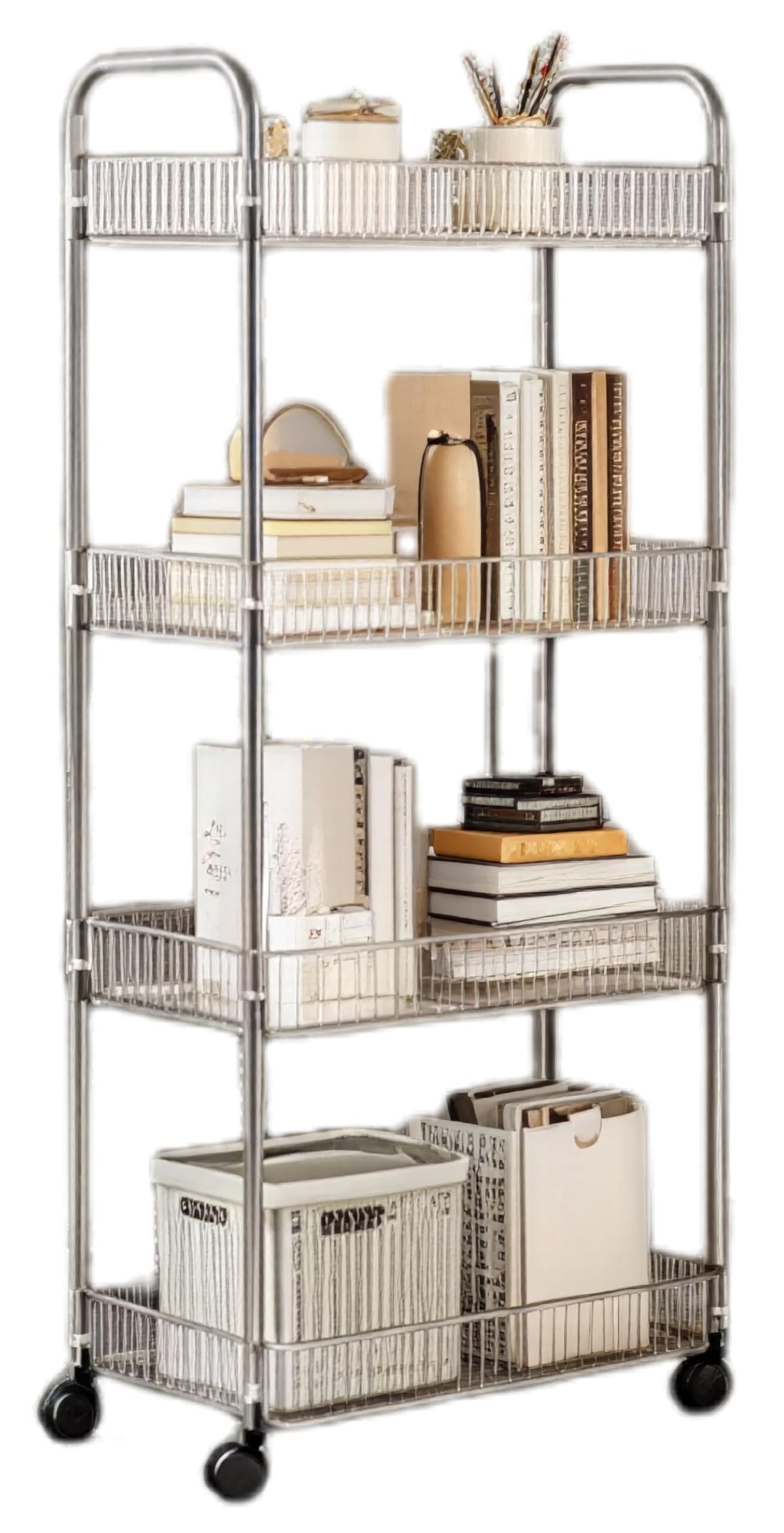 Sooyee Slim Clear 3-Tier Plastic Rolling Utility Cart with Wheels