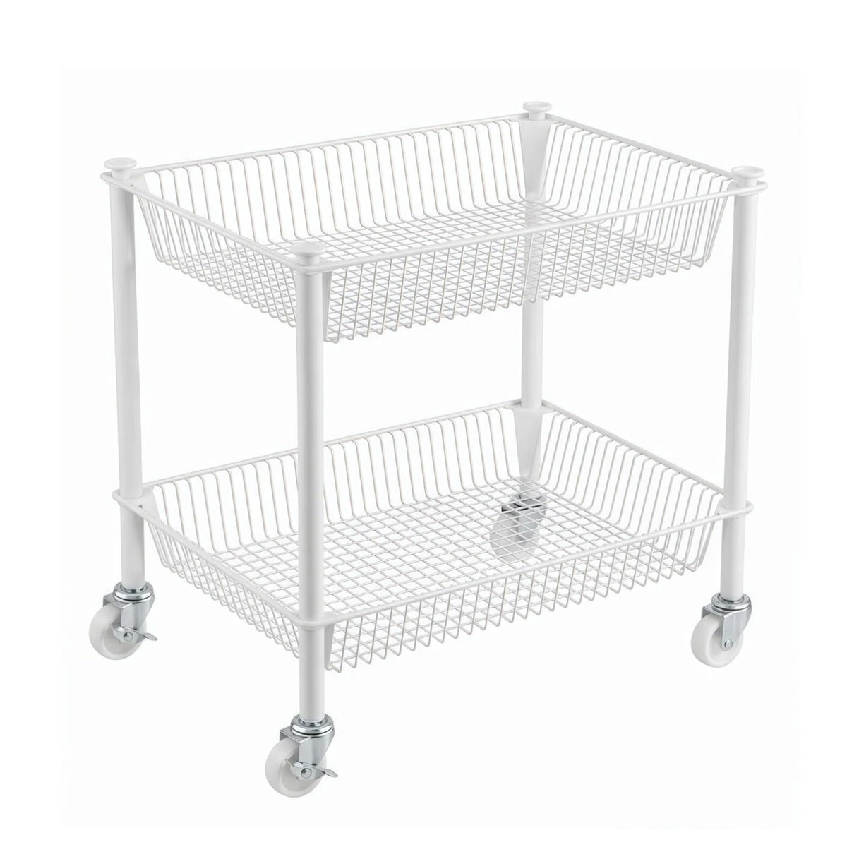2 Tier Rolling Pantry Cart on Wheels Thick Metal Pantry Floor Organizer Small Utility Cart for Small Space, Fruit Vegetables Rack for Kitchen, Under Desk Storage Onion Potato Storage Basket, Black
