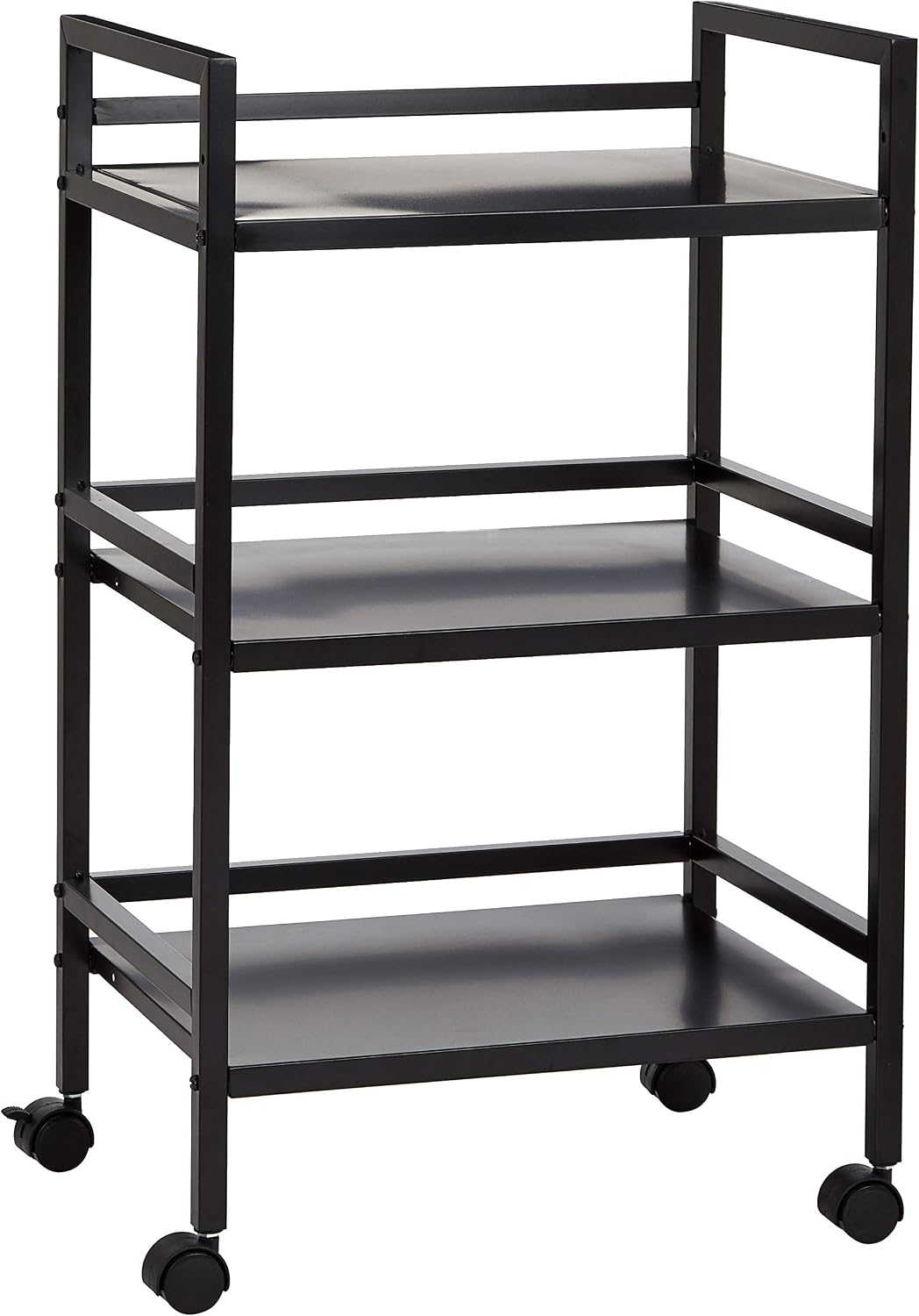 Amazon Basics 3-Tier Metal Rolling Utility Cart, Storage Organizer, Multifunctional Storage, Mobile Shelving, Black