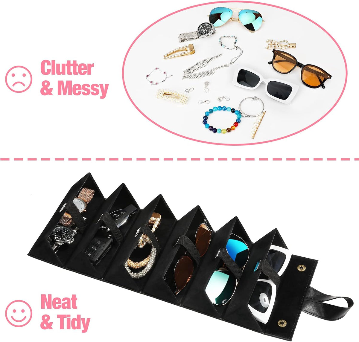 MoKo Sunglasses Organizer, Travel Glasses Case Storage Portable Sunglasses Storage Case for Women Men