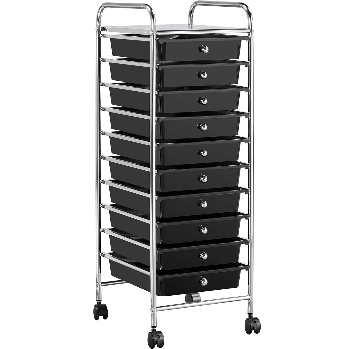 Yaheetech 4-Drawer Rolling Storage Cart with Wheels, Slim Organizer, Black