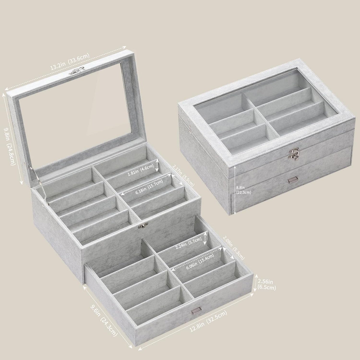 AUTOARK 16-Slot Sunglass & Eyeglasses Organizer Box,Grey,MKAW233