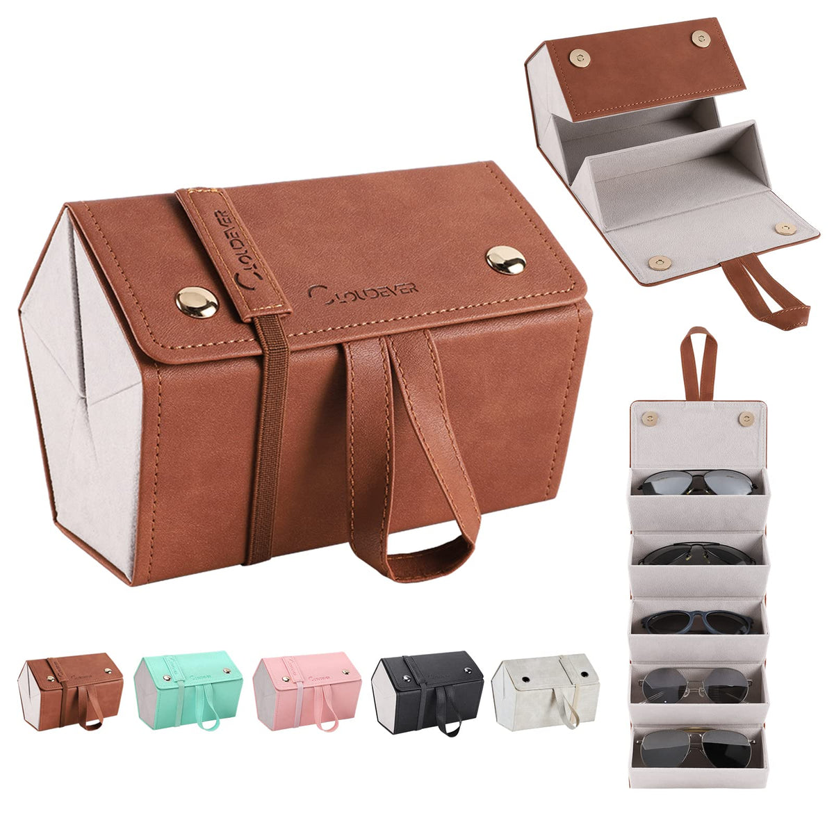 Sunglasses Travel Case Organizer Hangable for Men Women, Eyeglasses Foldable Storage Organizer