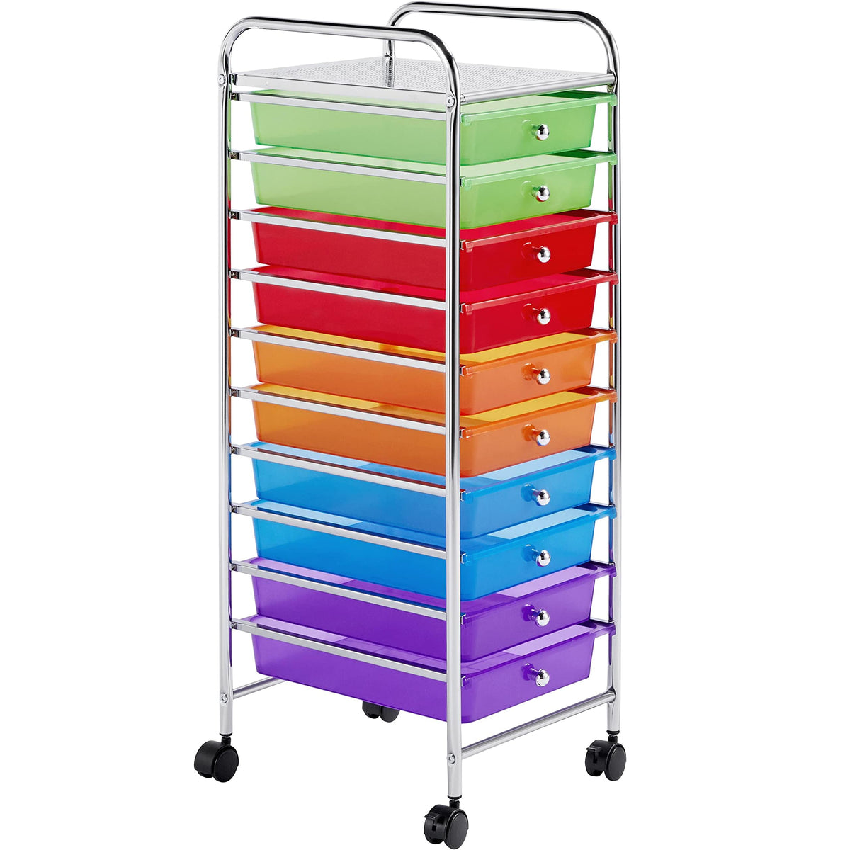 Yaheetech 4-Drawer Rolling Storage Cart with Wheels, Slim Organizer, Black